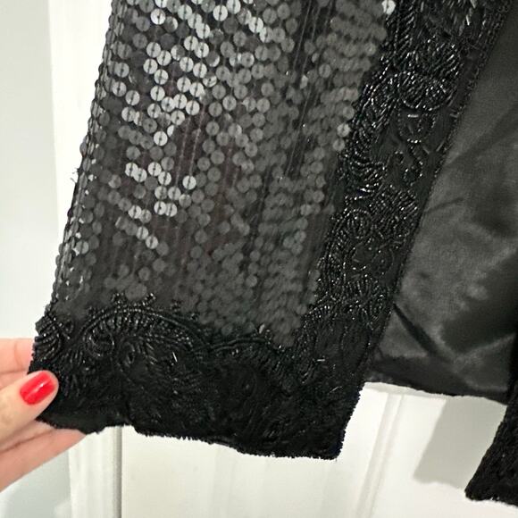 Vintage beaded silk Holiday New Years Dinner Jacket Size small 6 8 - Picture 5 of 8